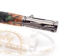 Maple Burl & Green Resin Bolt Action Ballpoint Pen image 1