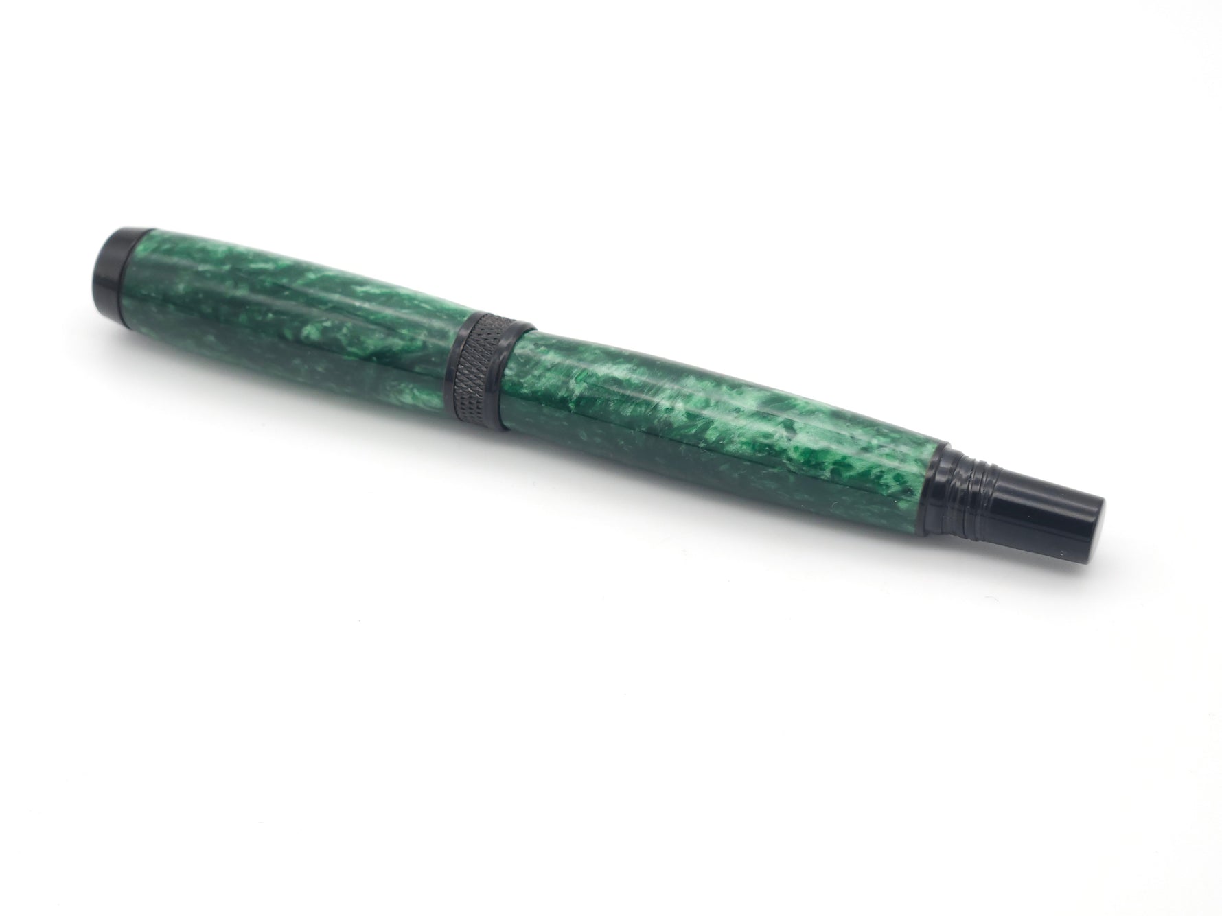 Green Ice Diamond Knurl Black Chrome Rollerball Pen image 3