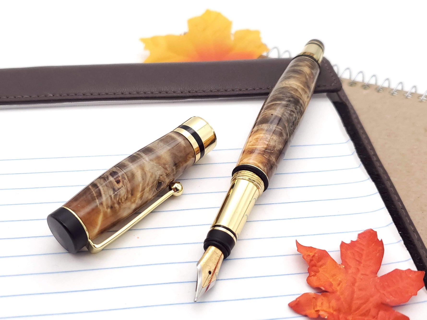 Premium Classic 24k Gold Fountain Pen | Rare Buckeye Burl Hardwood image 6
