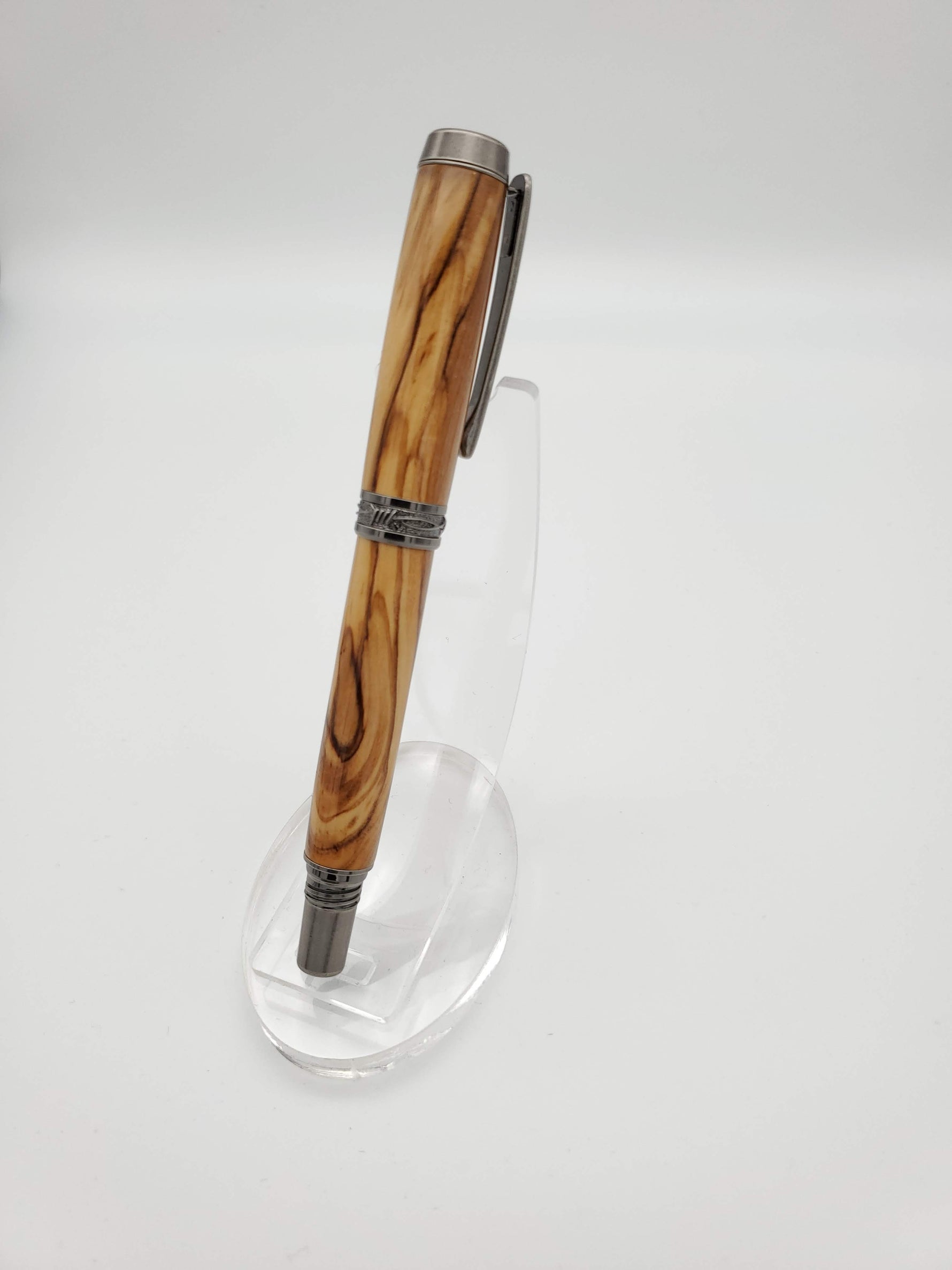 Bethlehem Olive Wood Rollerball in Antique Silver Finish image 3