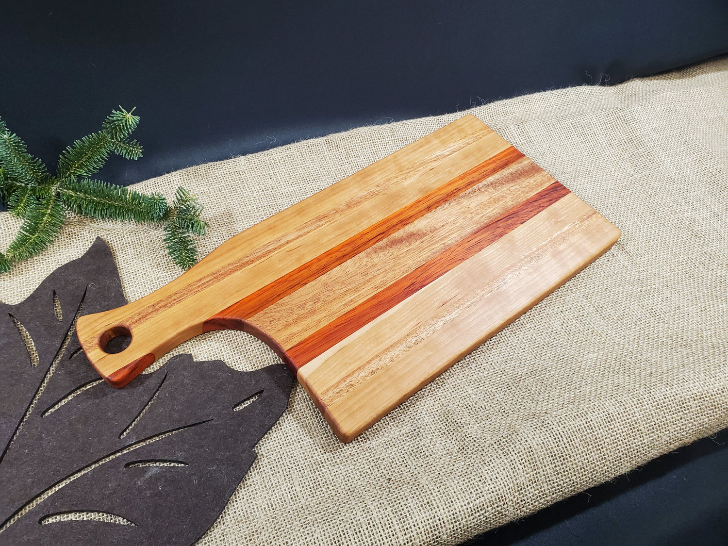 Mahogany, Cherry & Padauk Cutting Board with handle image 1