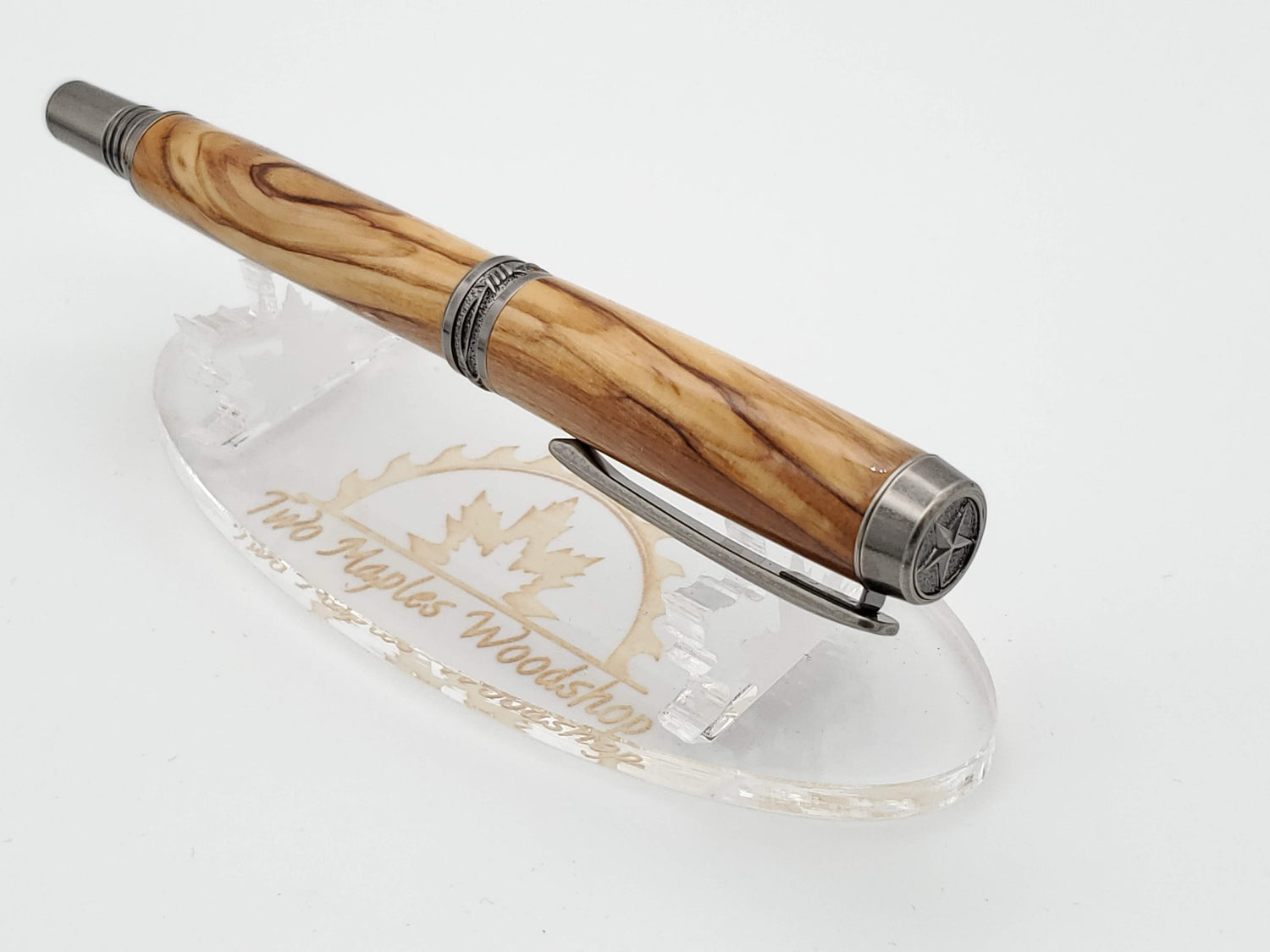Bethlehem Olive Wood Rollerball in Antique Silver Finish image 0