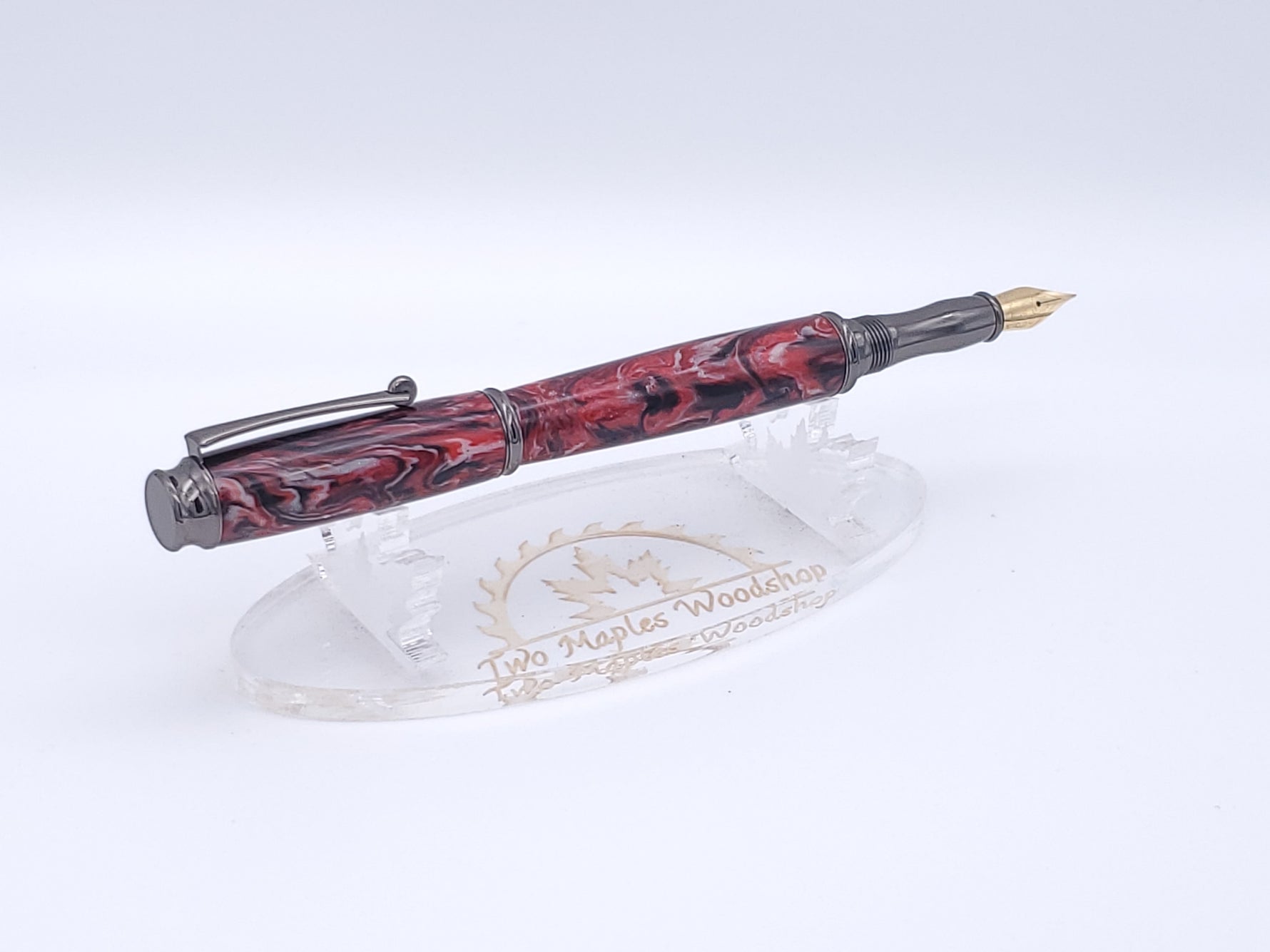 Fountain Pen  | Red Swirl Virage Gun Metal image 5