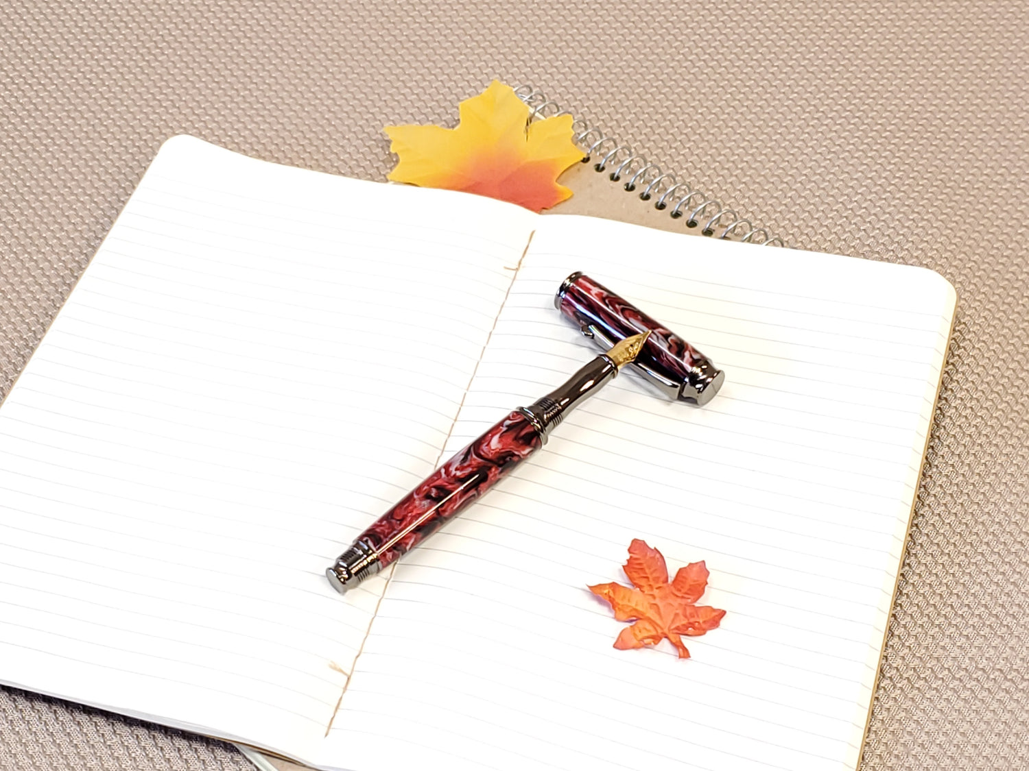 Fountain Pen  | Red Swirl Virage Gun Metal image 0