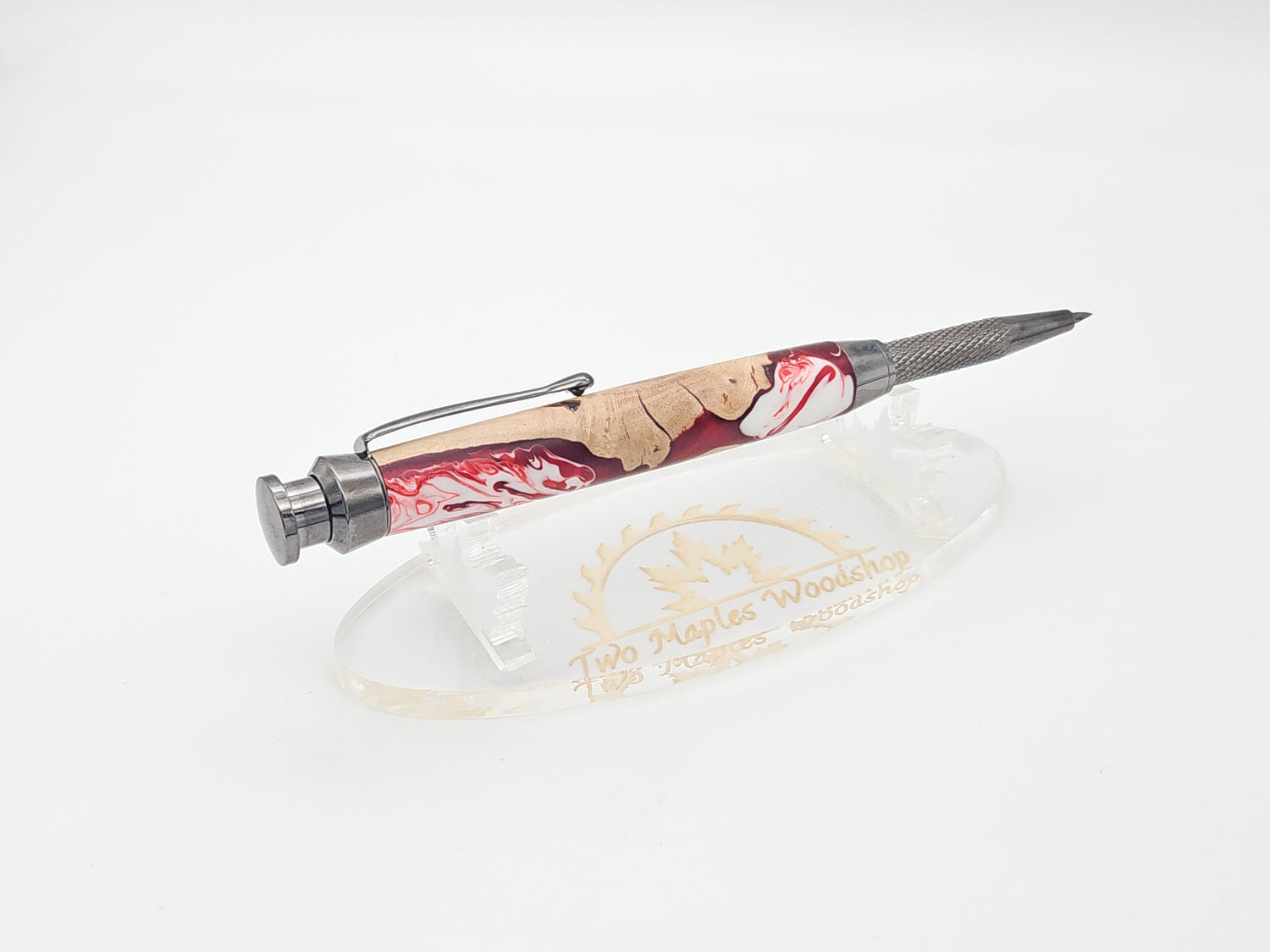 Grapevine in Red & White Resin Carpenters Mechanical Pencil