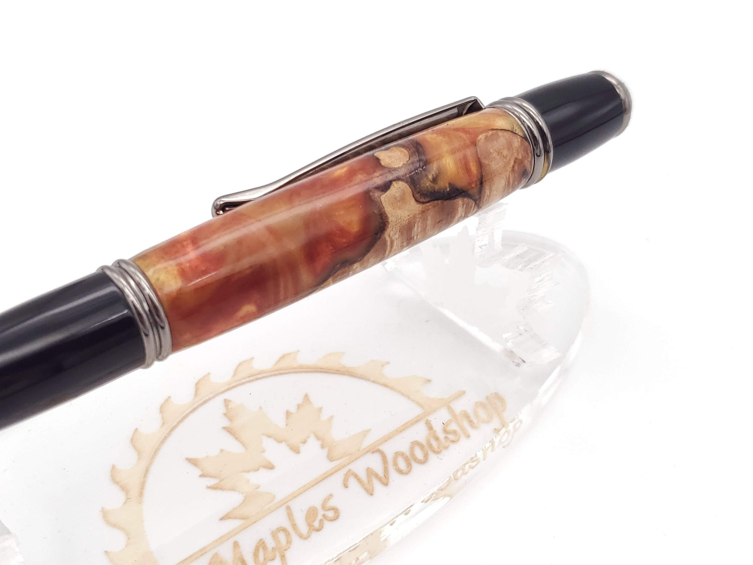 Maple Burl & Resin Gatsby Ballpoint Twist Pen image 2