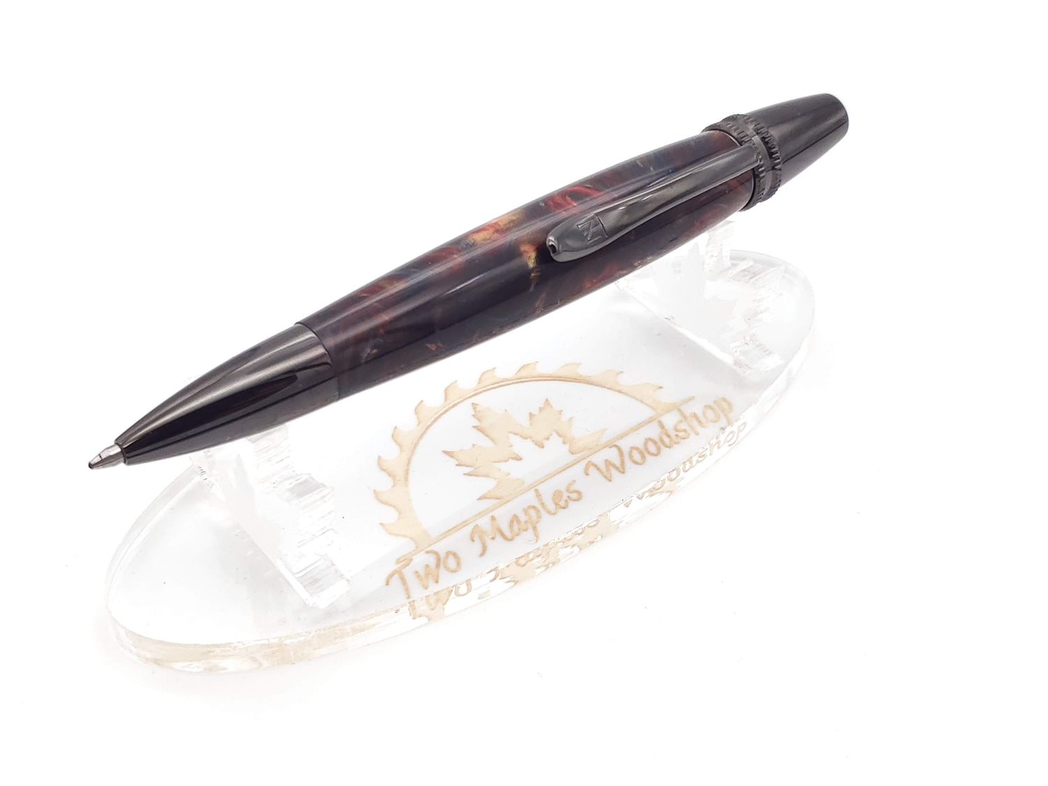 Polaris Black Titanium Ballpoint Pen | Blue, Red, & Gold Acrylic Resin image 1