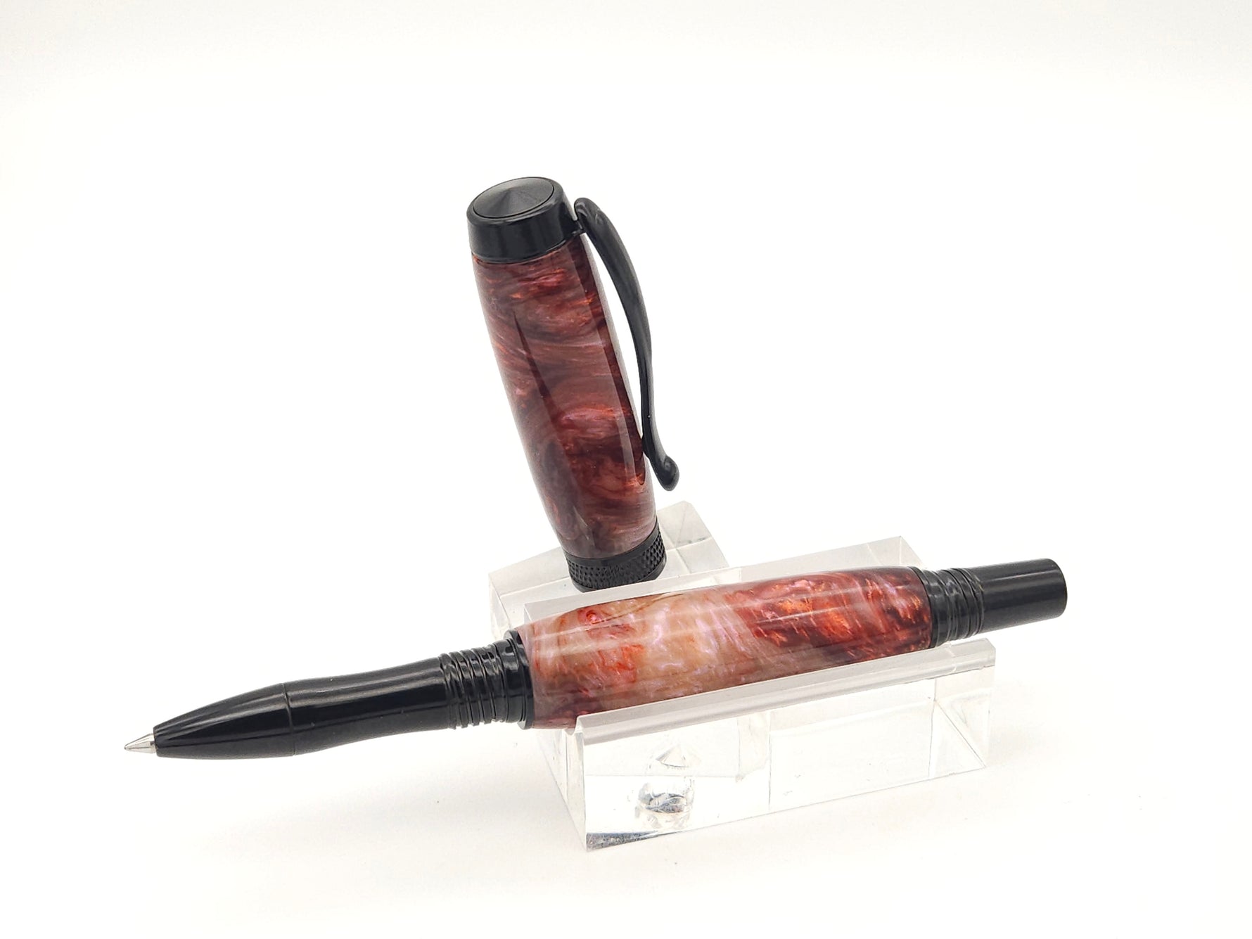 Hot Spot Pink Diamond Knurl Black Chrome Rollerball Pen image 3