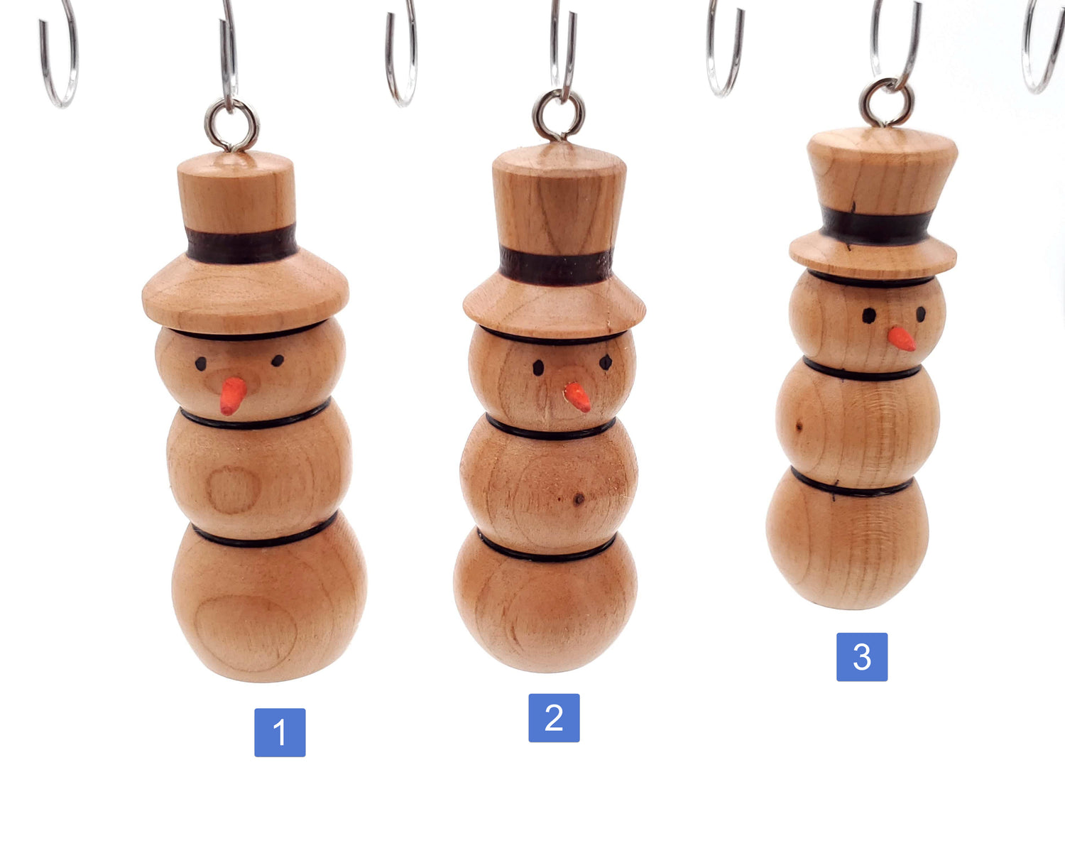 Handmade Wooden Snowman Ornaments image 0