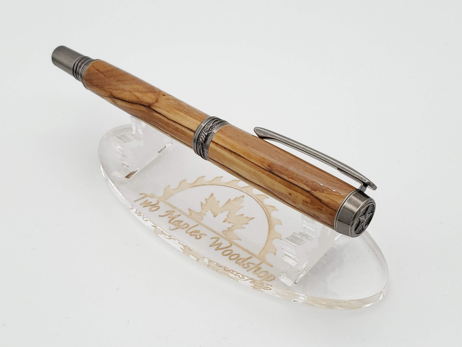 Bethlehem Olive Wood Rollerball in Antique Silver Finish image 2