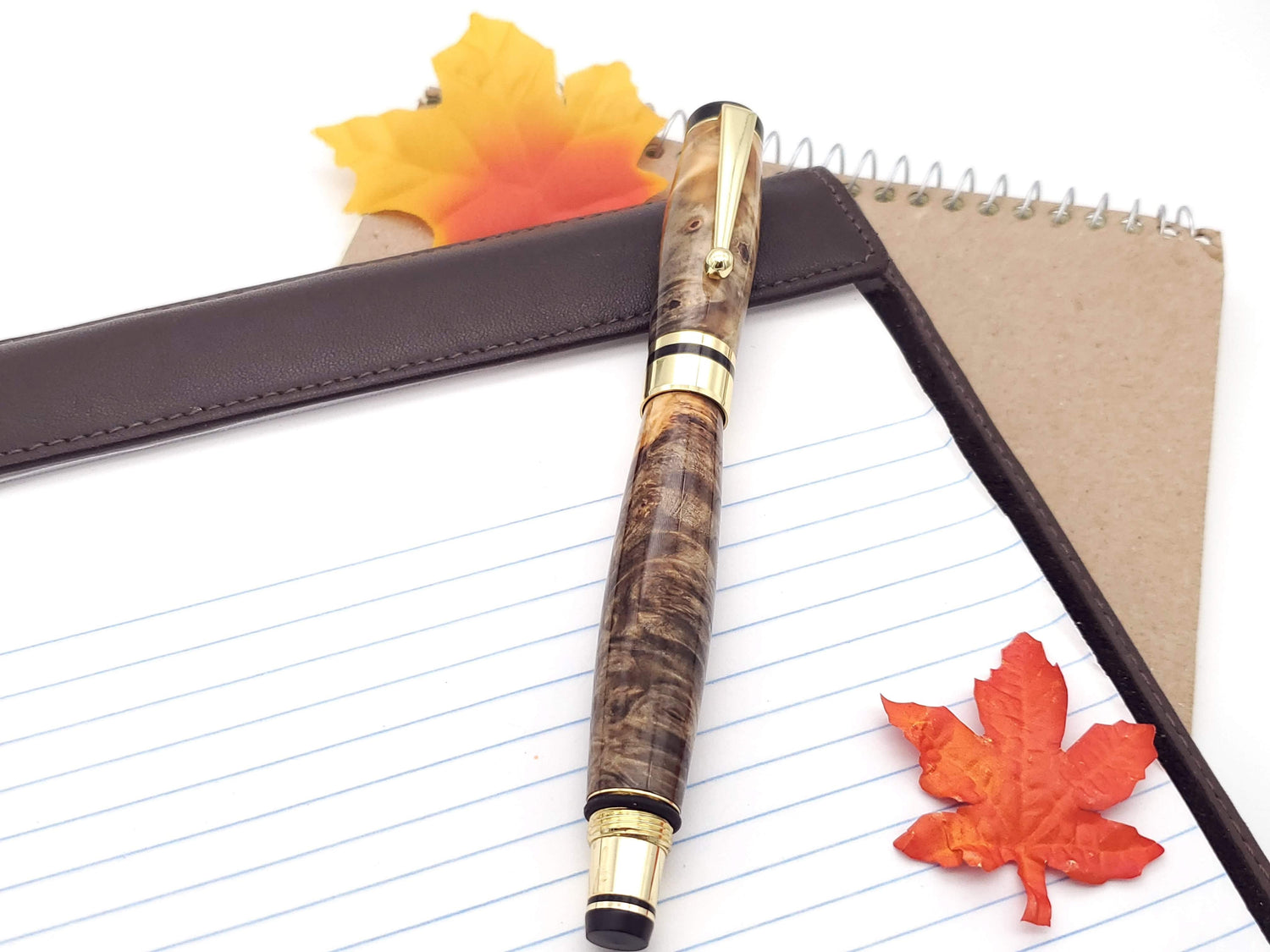 Premium Classic 24k Gold Fountain Pen | Rare Buckeye Burl Hardwood image 0