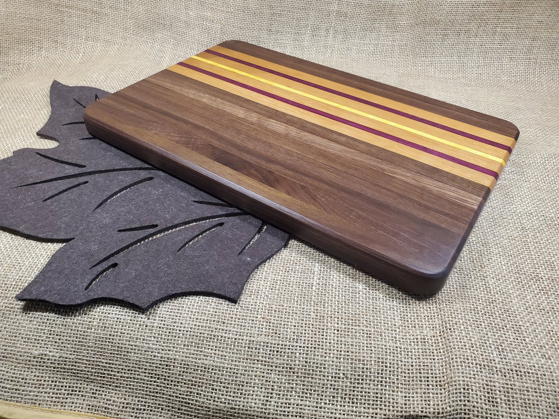 Walnut, Cherry, Purpleheart & Yellowheart Cutting Board image 2