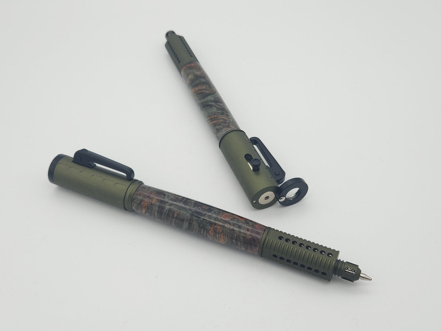 Semi-Auto Bolt Action Ballpoint Pen with Triple Dyed Maple Burl image 1