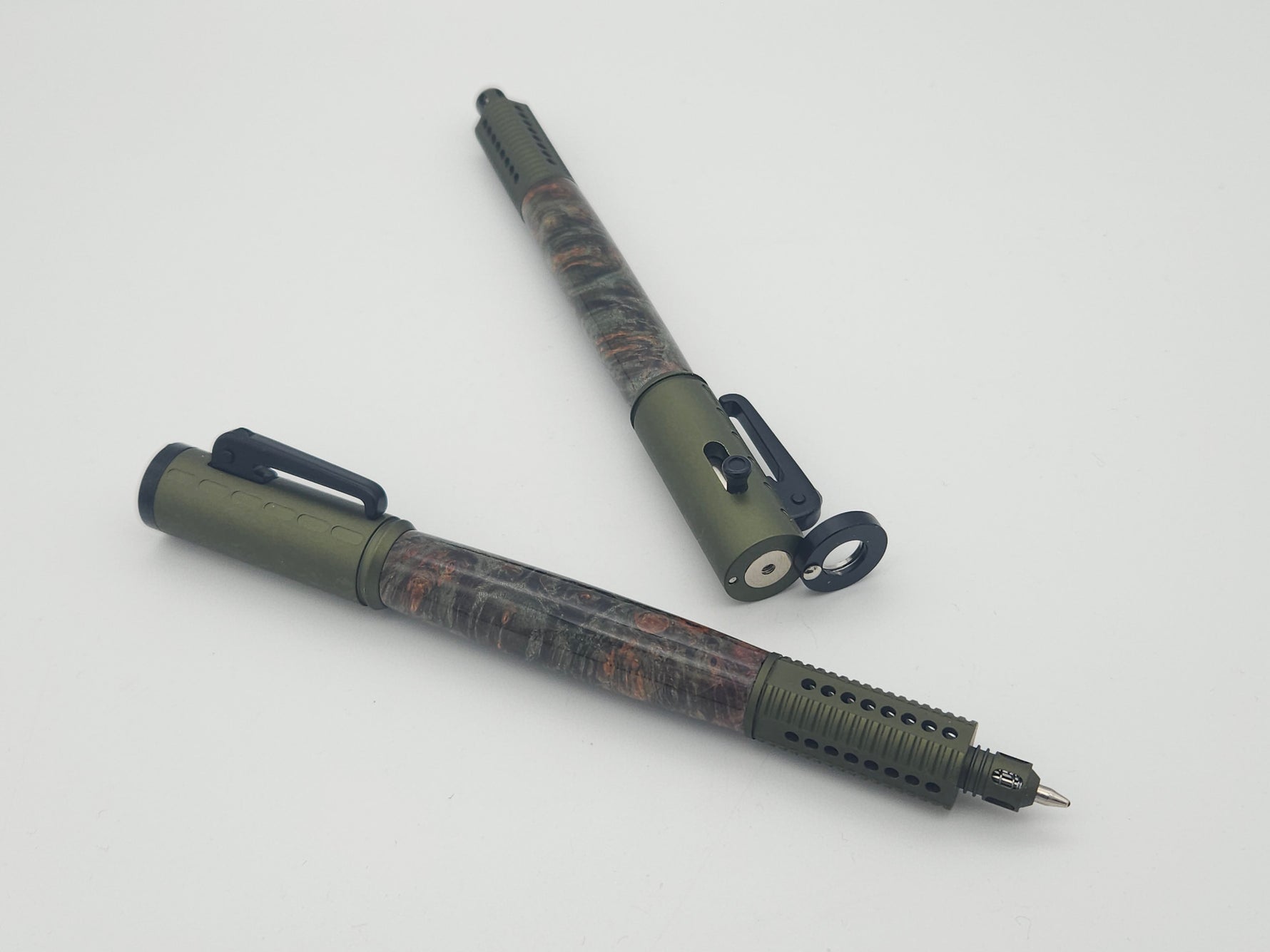 Semi-Auto Bolt Action Ballpoint Pen with Triple Dyed Maple Burl image 1