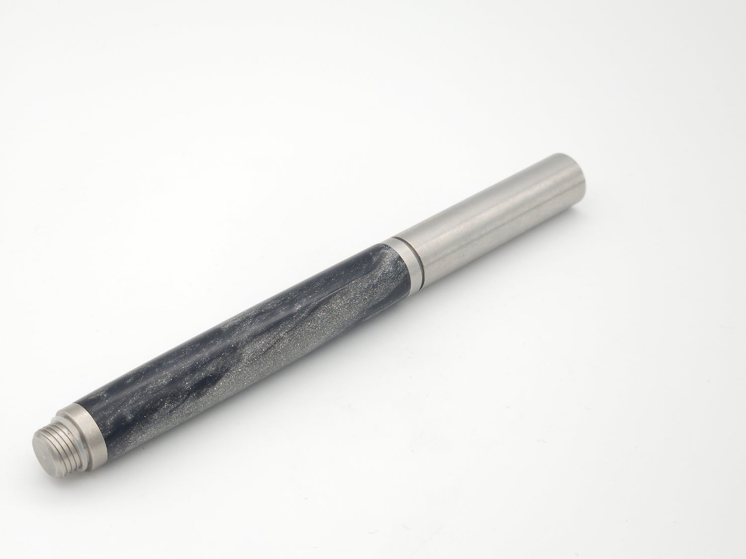 Black & Silver DiamondCast Raw 303 Stainless Rollerball Pen image 2