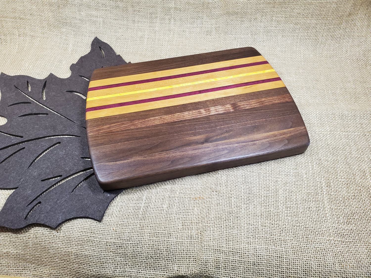 Walnut, Cherry, Purpleheart & Yellowheart Cutting Board image 1