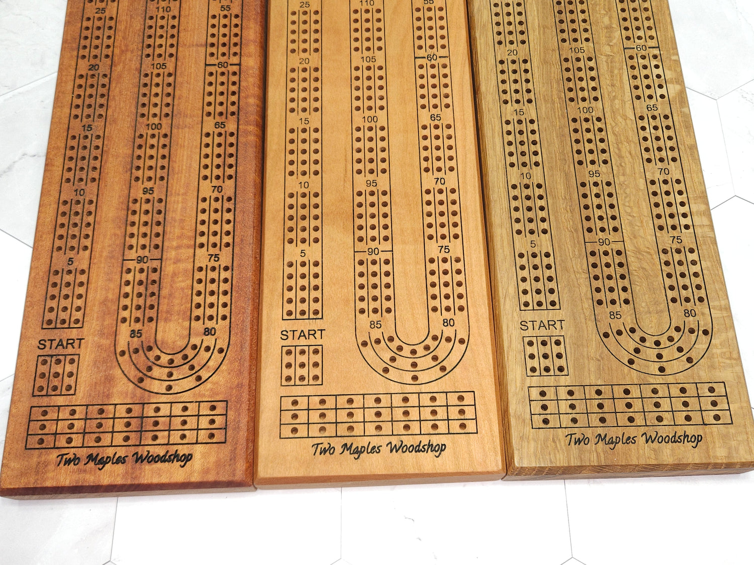 Hardwood Cribbage Board 2 or 3 Players image 1