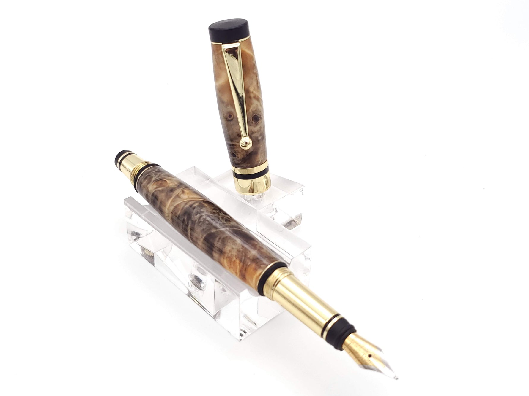 Premium Classic 24k Gold Fountain Pen | Rare Buckeye Burl Hardwood image 7