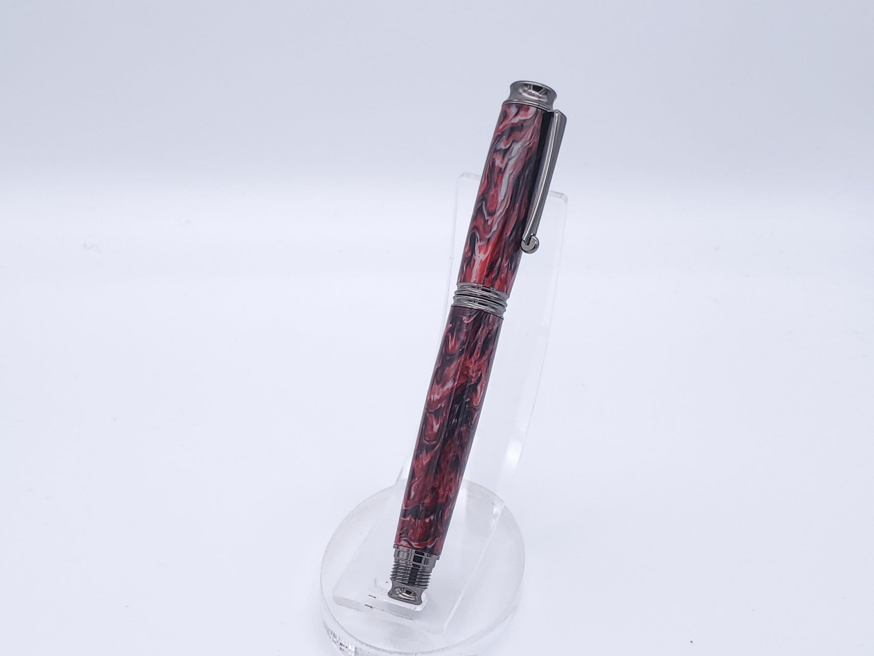 Fountain Pen  | Red Swirl Virage Gun Metal image 3