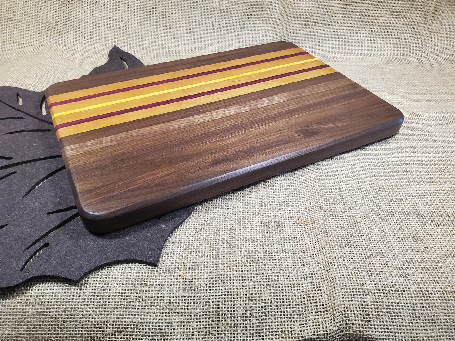 Walnut, Cherry, Purpleheart & Yellowheart Cutting Board image 1