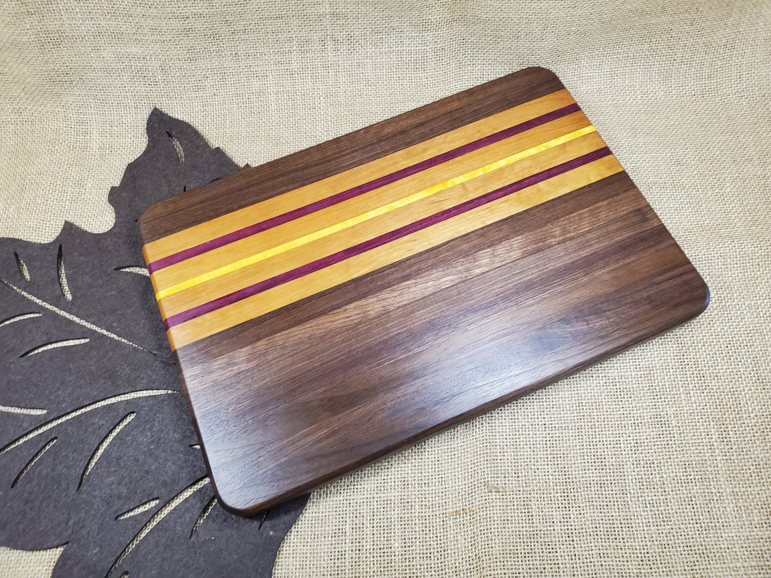 Walnut, Cherry, Purpleheart & Yellowheart Cutting Board image 0