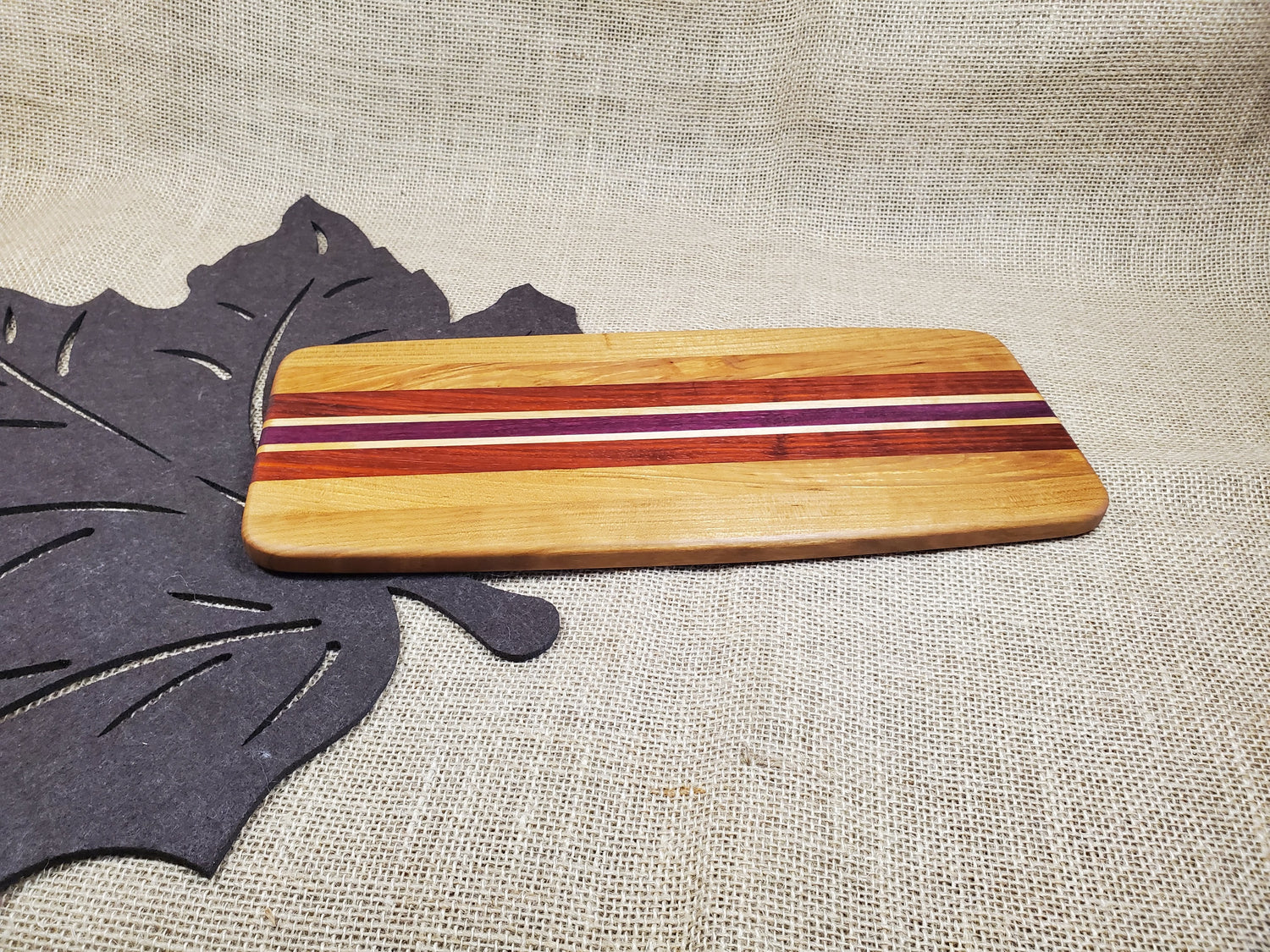 Cherry, Maple, Padauk & Purpleheart Cheeseboard image 1
