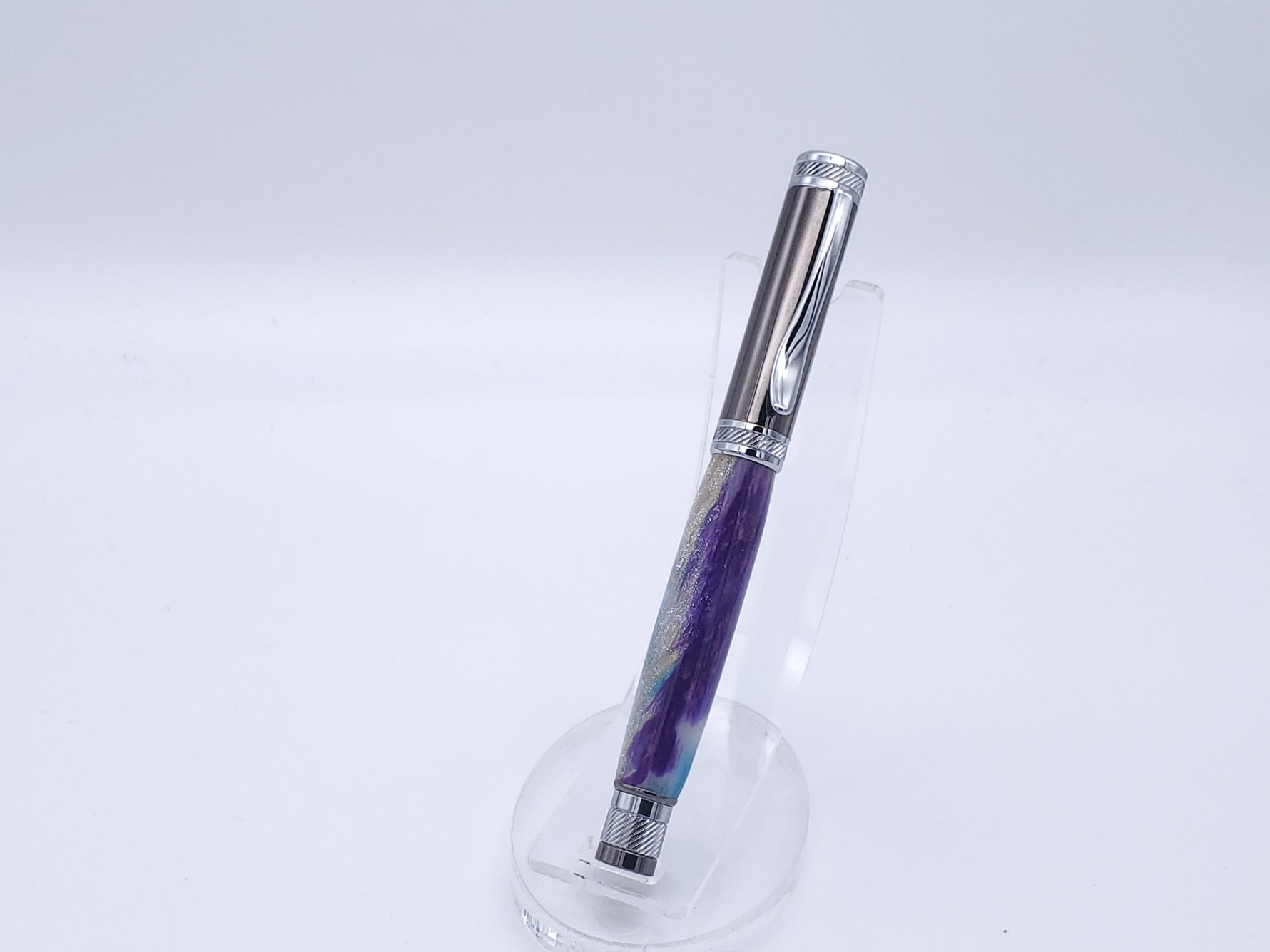 MP208 Purple & Blue Swirl with Gun Metal& Chrome Hardware image 4