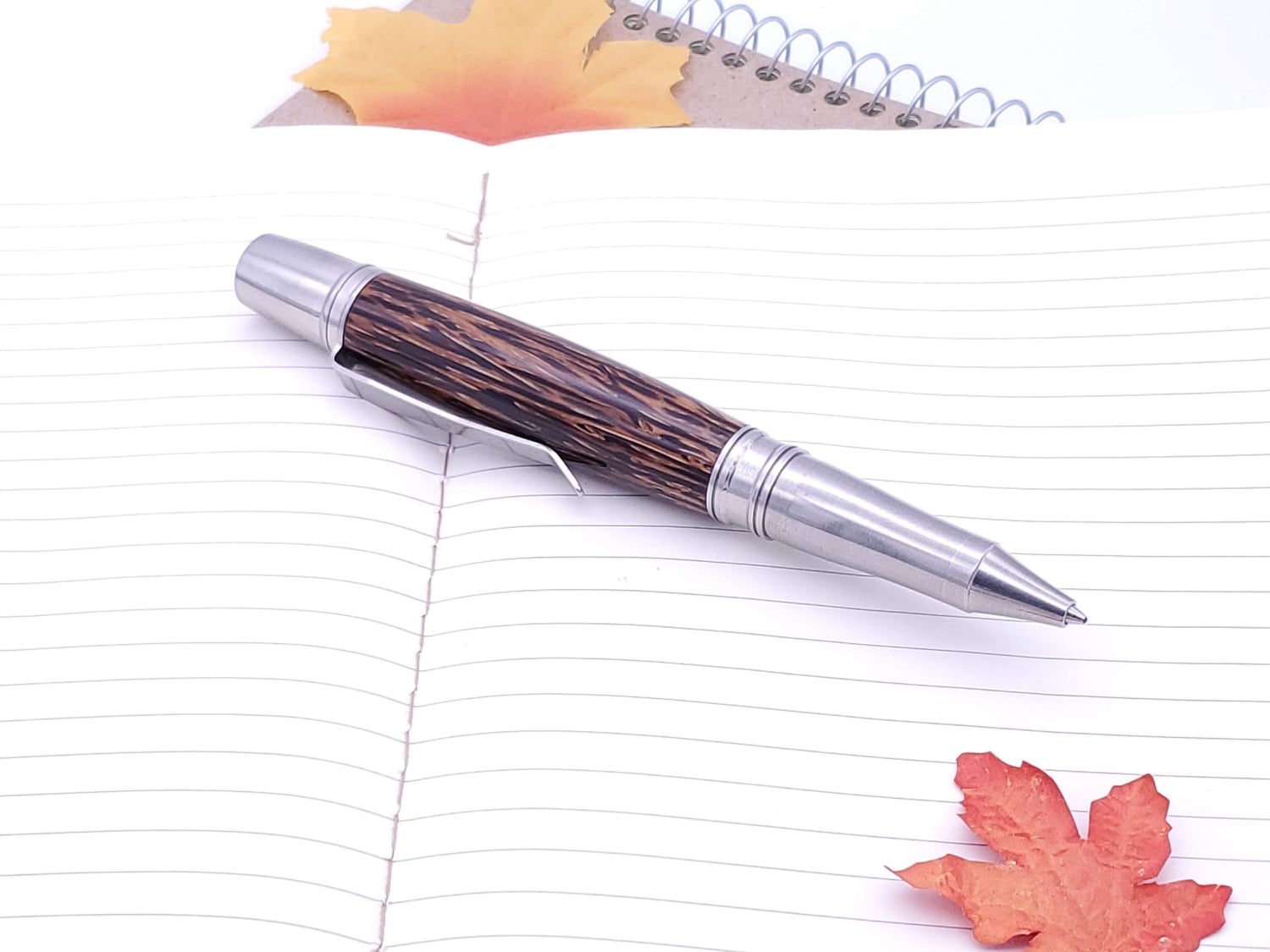 Liberty Stainless Steel Ballpoint wrapped in Black Palm image 1