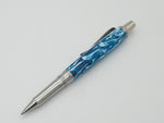 Coyote Click Stainless Steel Ballpoint wrapped in Diamondcast Ocean Blue & White image 0