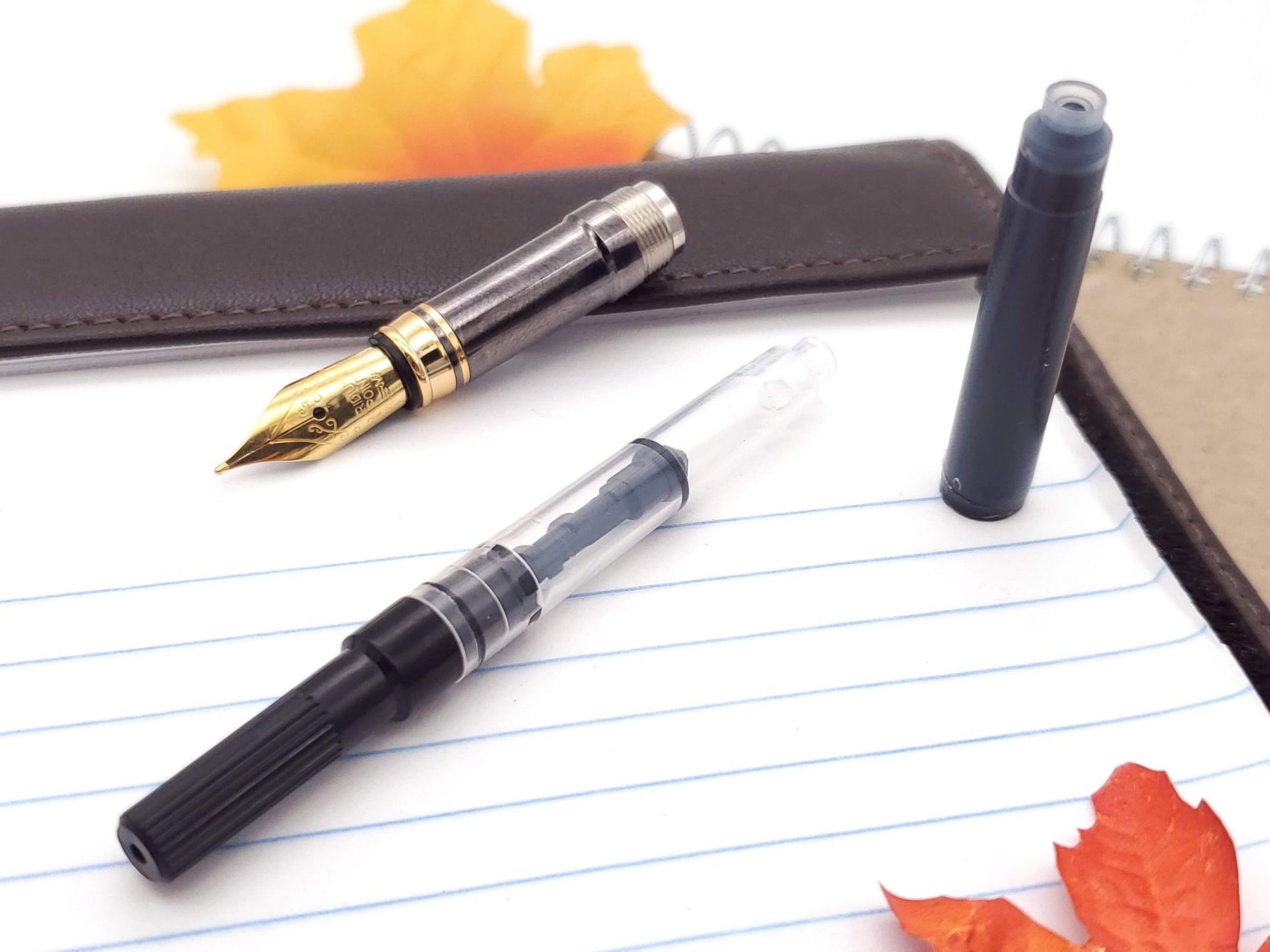 Classic Elite2 24k Gold & Gun Metal Fountain Pen | Yellow Cedar Burl Hardwood image 12