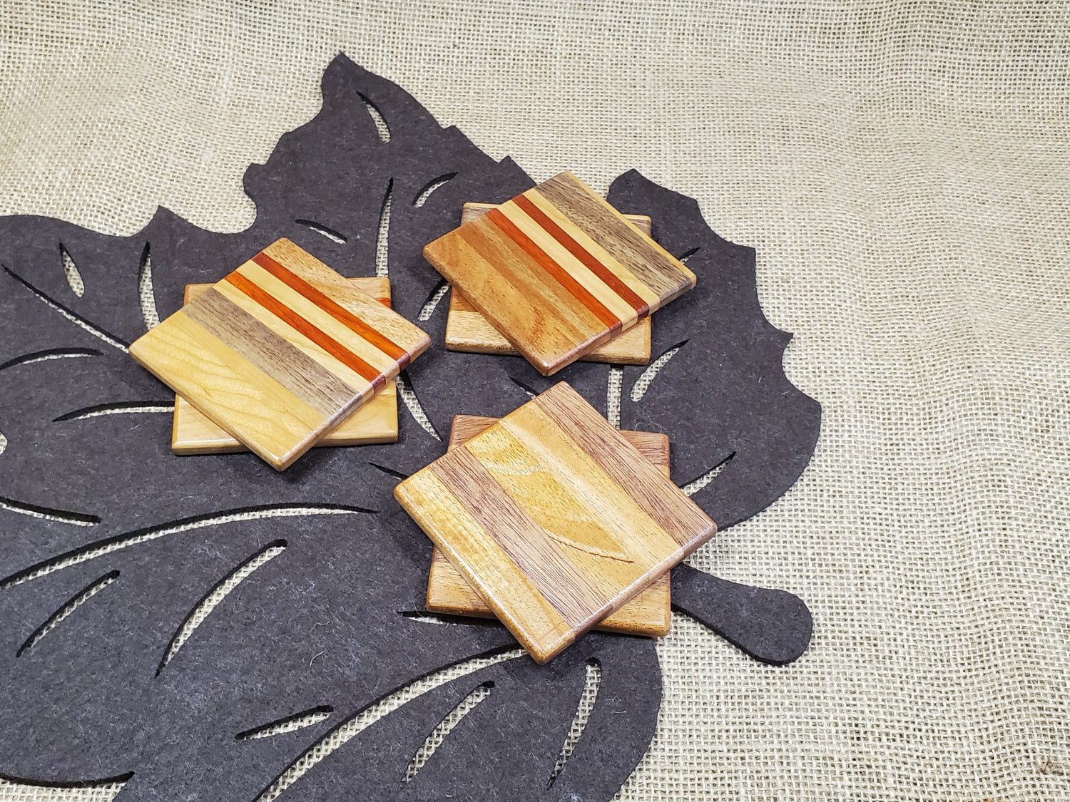 6pc Coaster Set- Cherry, Mahogany, Walnut & Padauk image 0