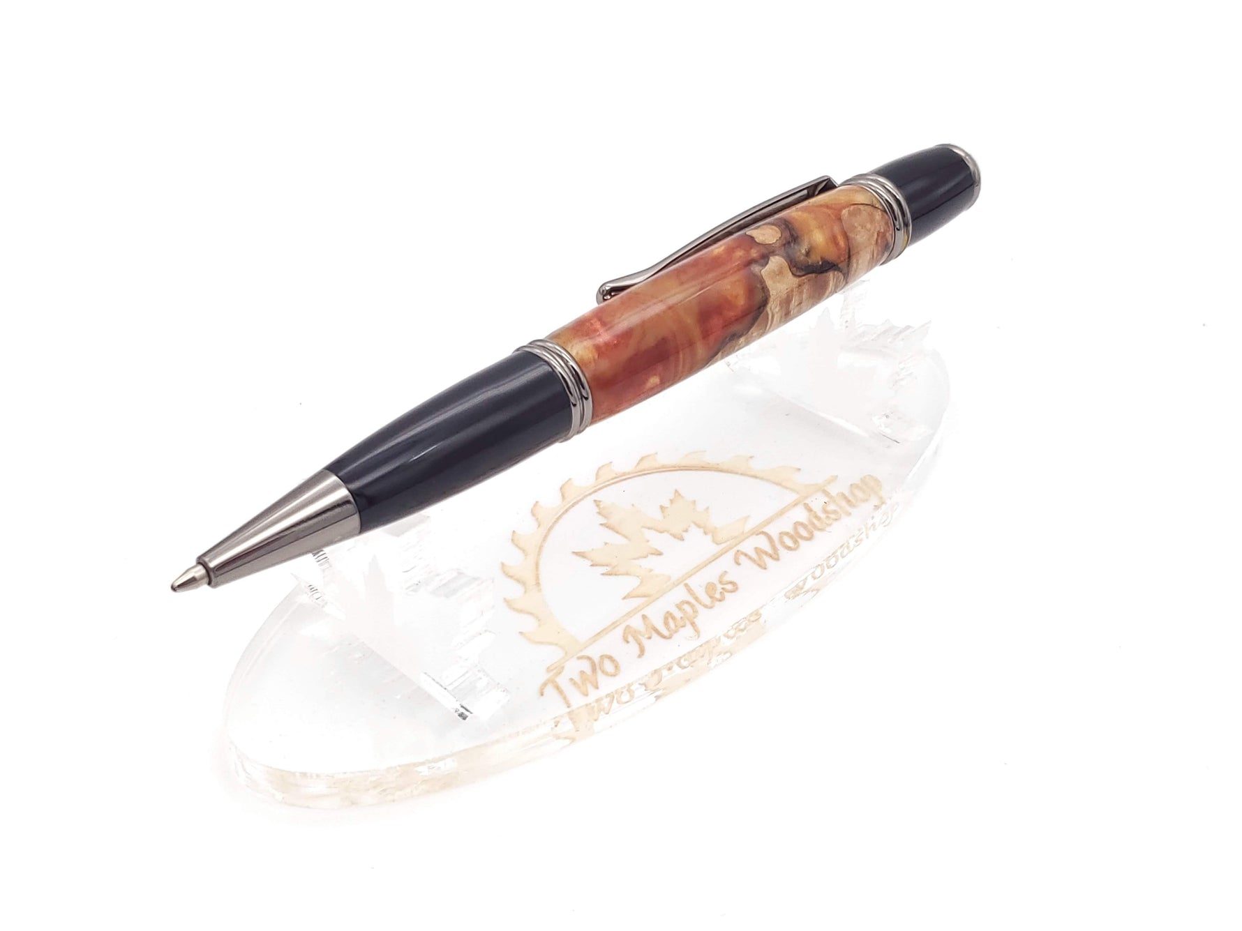 Maple Burl & Resin Gatsby Ballpoint Twist Pen image 3