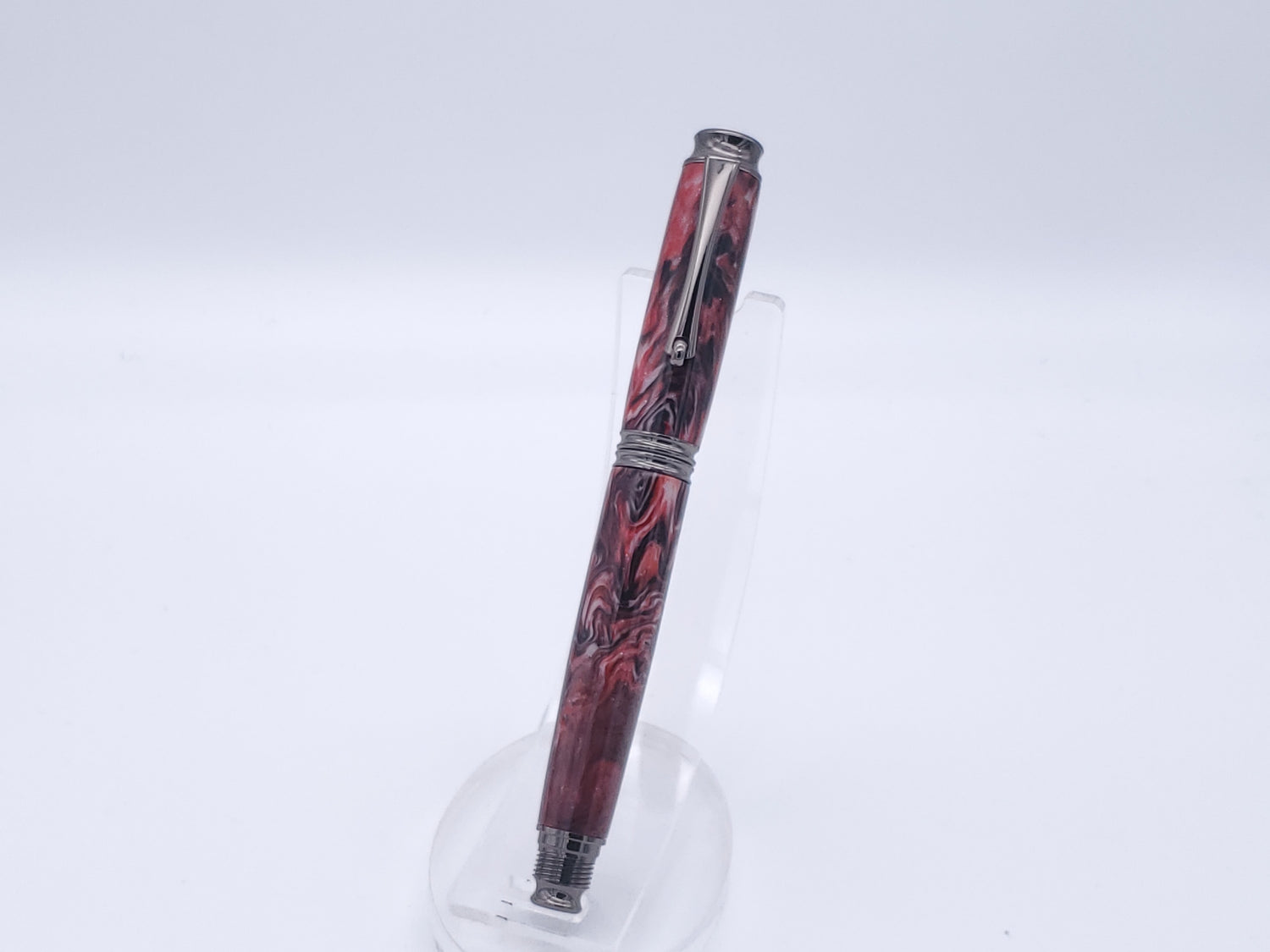 Red Swirl Virage Gun Metal Rollerball Pen image 2