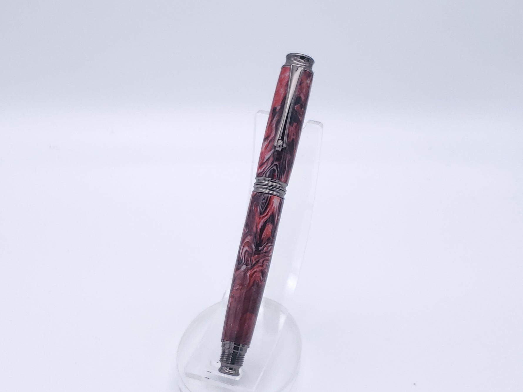 Red Swirl Virage Gun Metal Rollerball Pen image 2