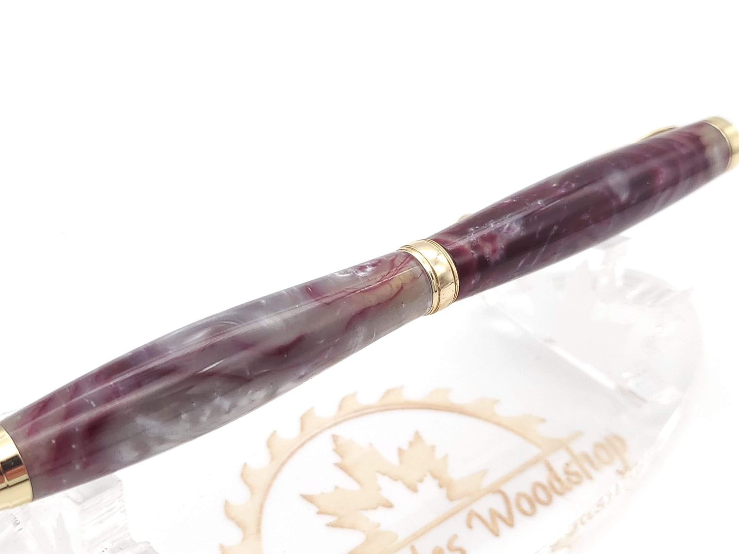 Crimson & Silver Acrylic Ballpoint Twist Pen image 2