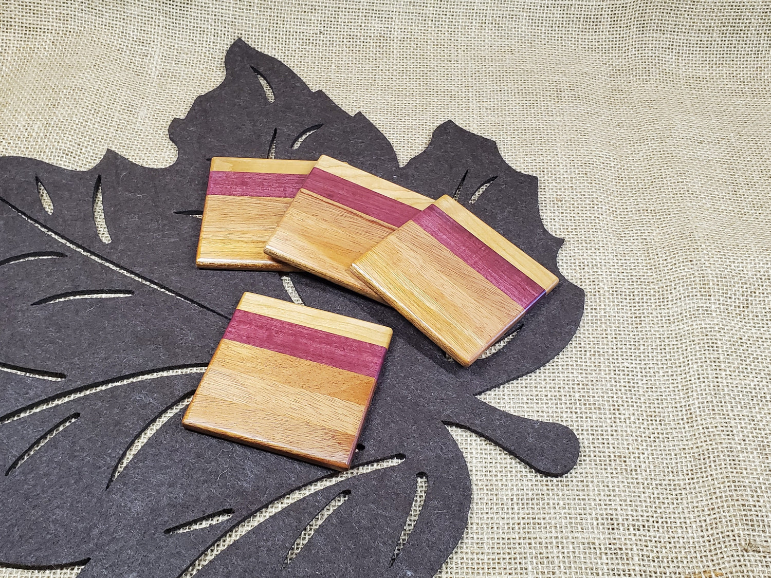 4pc Coaster Set- Mahogany &Purpleheart image 1