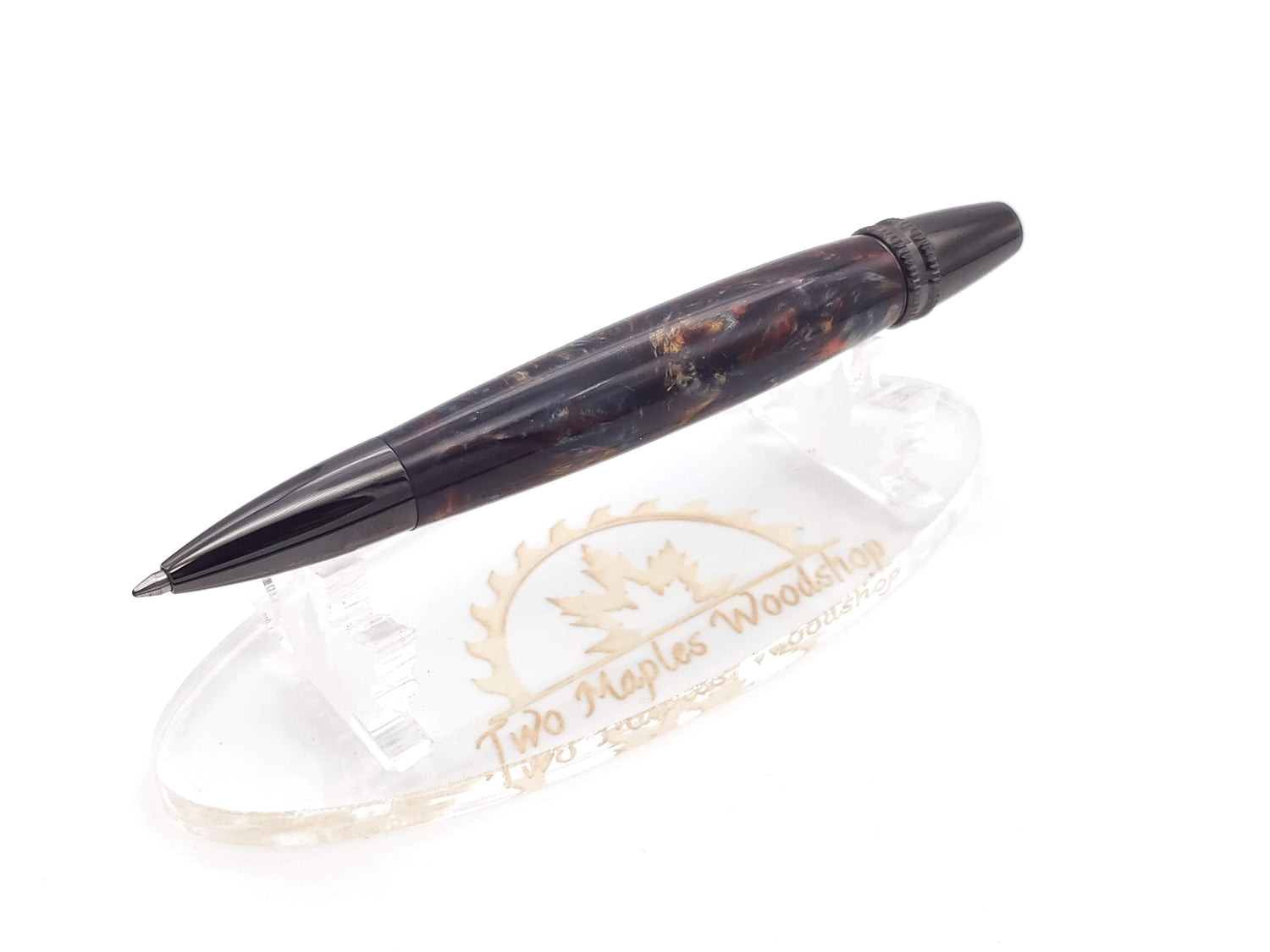 Polaris Black Titanium Ballpoint Pen | Blue, Red, & Gold Acrylic Resin image 0