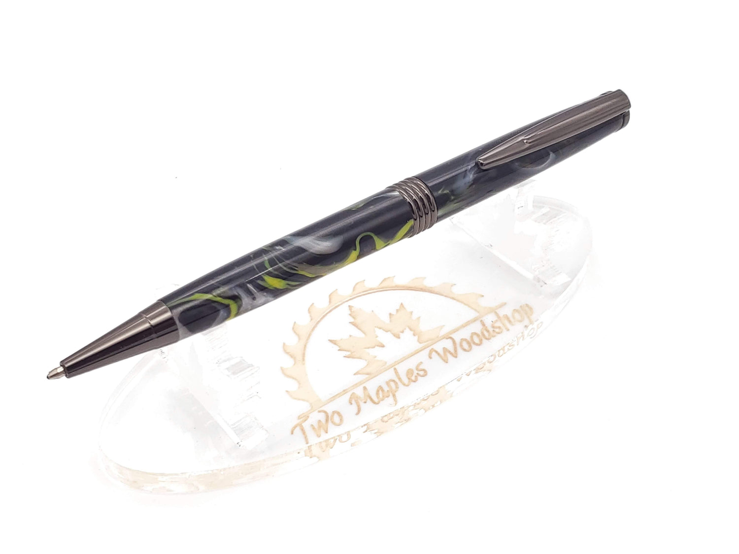 Black & Green Acrylic Trimline Twist Pen image 0
