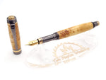 Classic Elite2 24k Gold & Gun Metal Fountain Pen | Yellow Cedar Burl Hardwood image 4