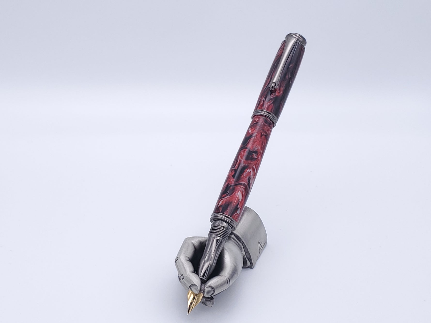 Fountain Pen  | Red Swirl Virage Gun Metal image 6