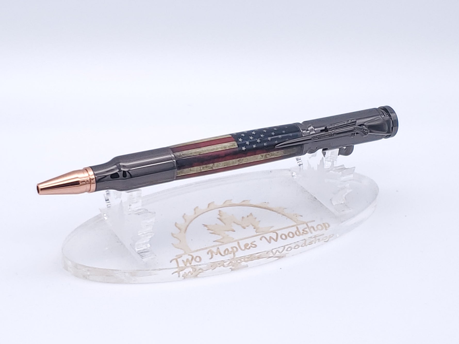 Bolt Action 30 Cal Ballpoint Pen Old Glory in Gun Metal Finish image 3