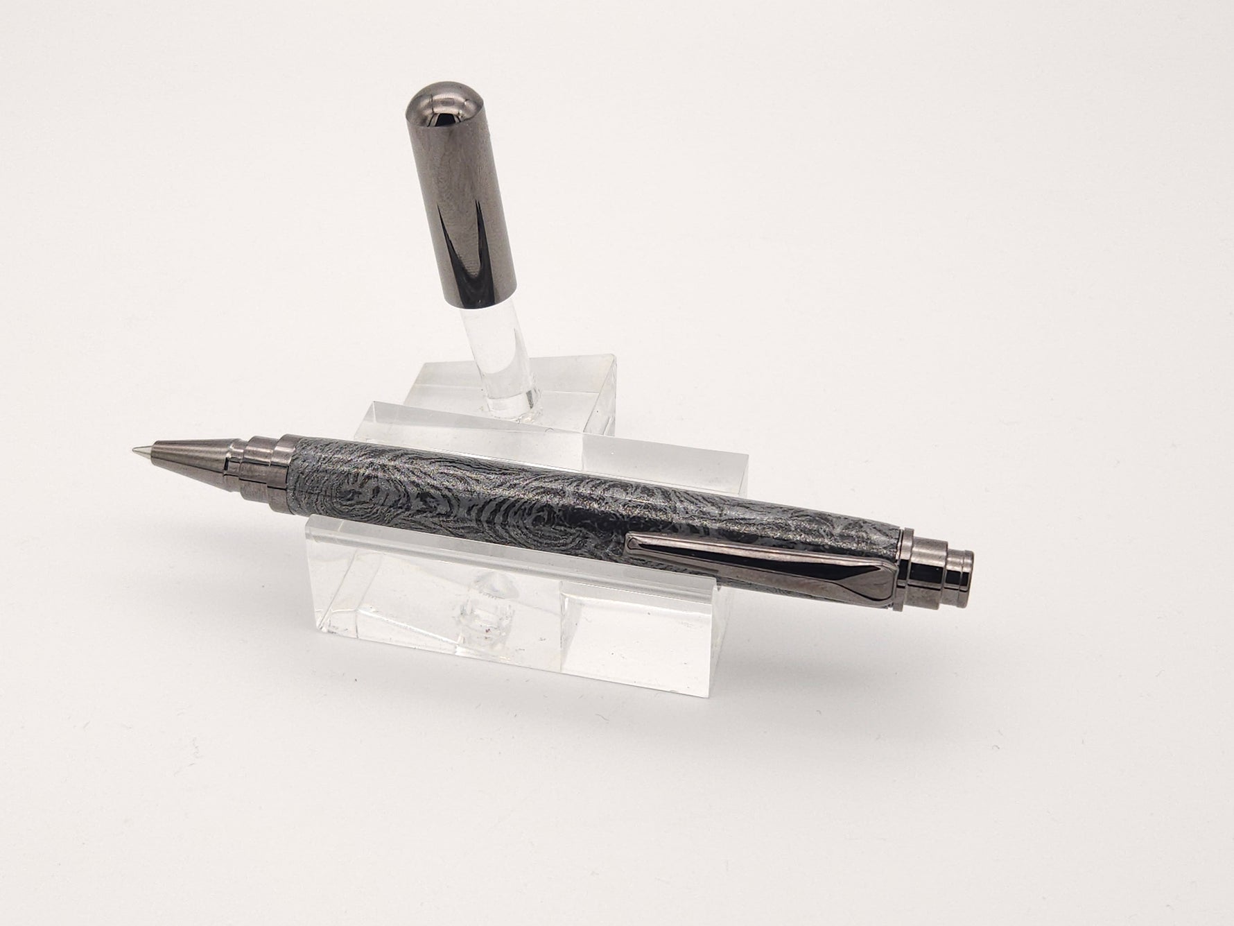 White Mokume M3 Rollester Gun Metal Rollerball Pen image 3