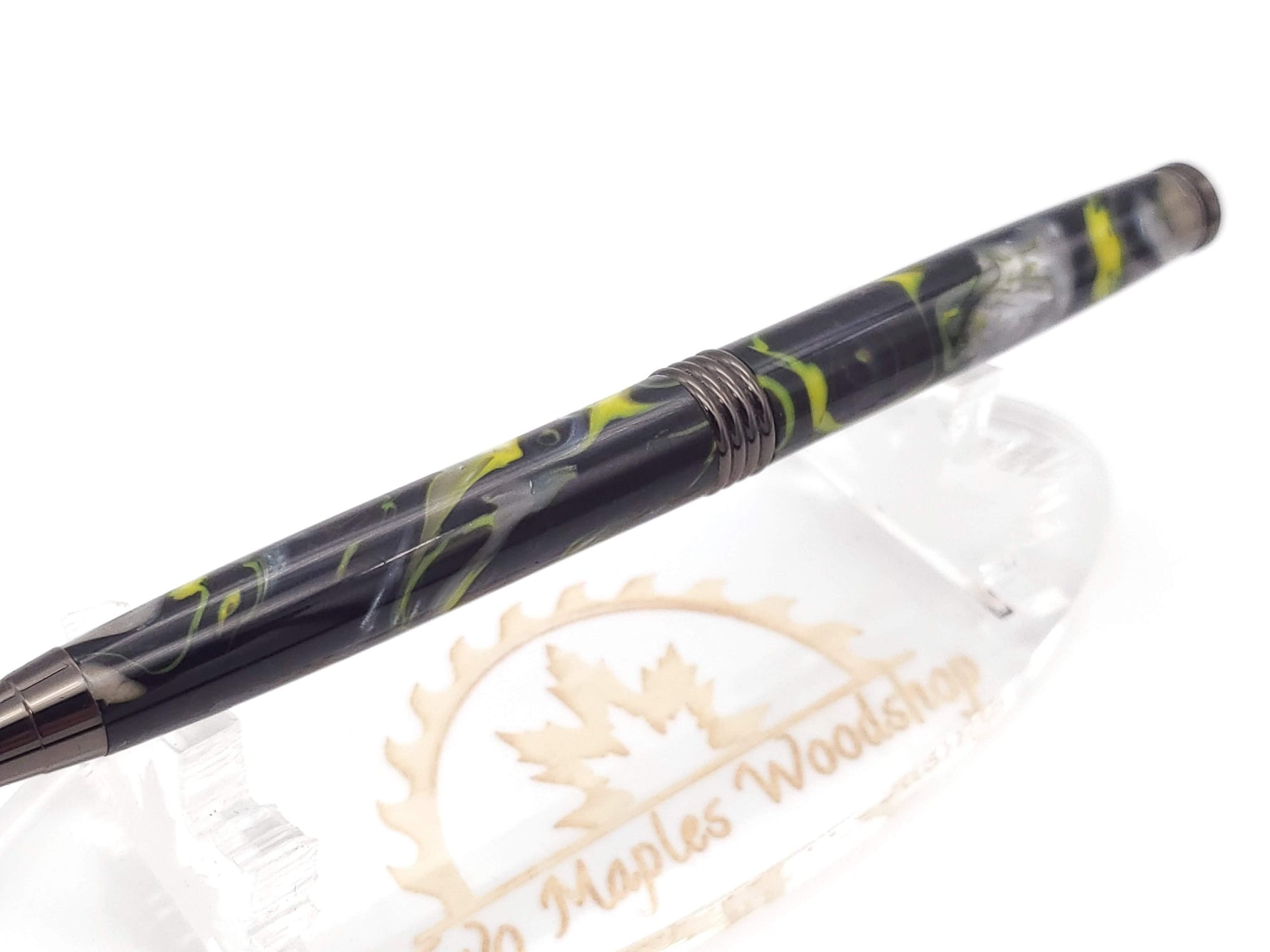 Black & Green Acrylic Trimline Twist Pen image 2