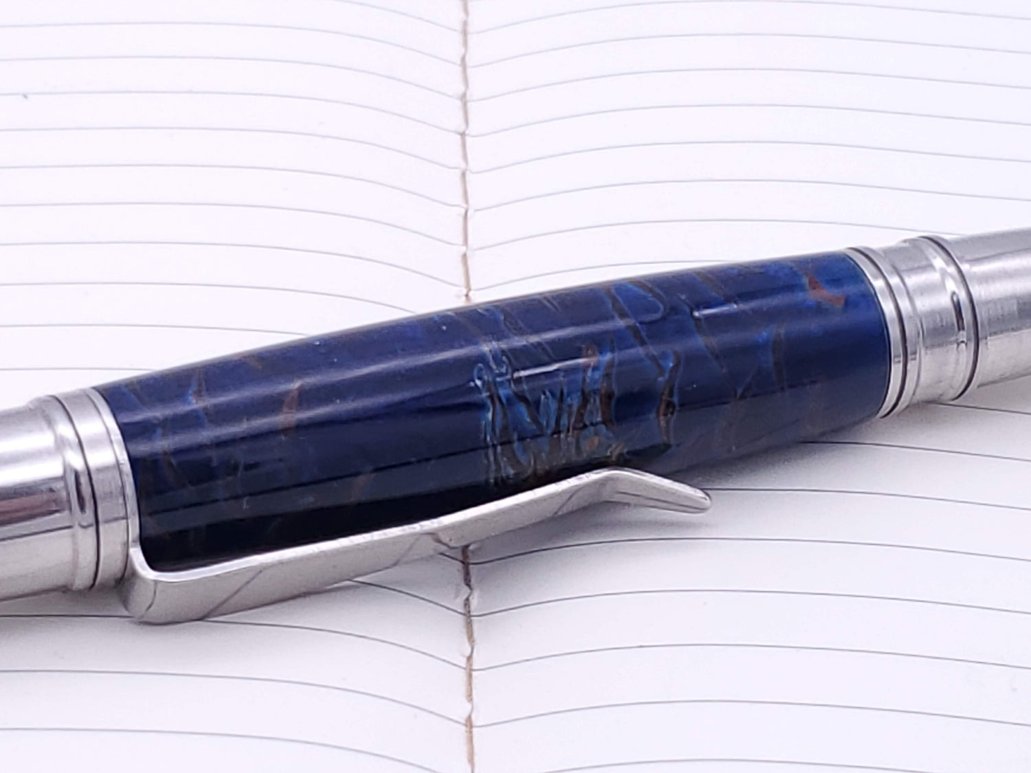 Liberty Stainless Steel Ballpoint with Pine Cones in Blue Resin image 2