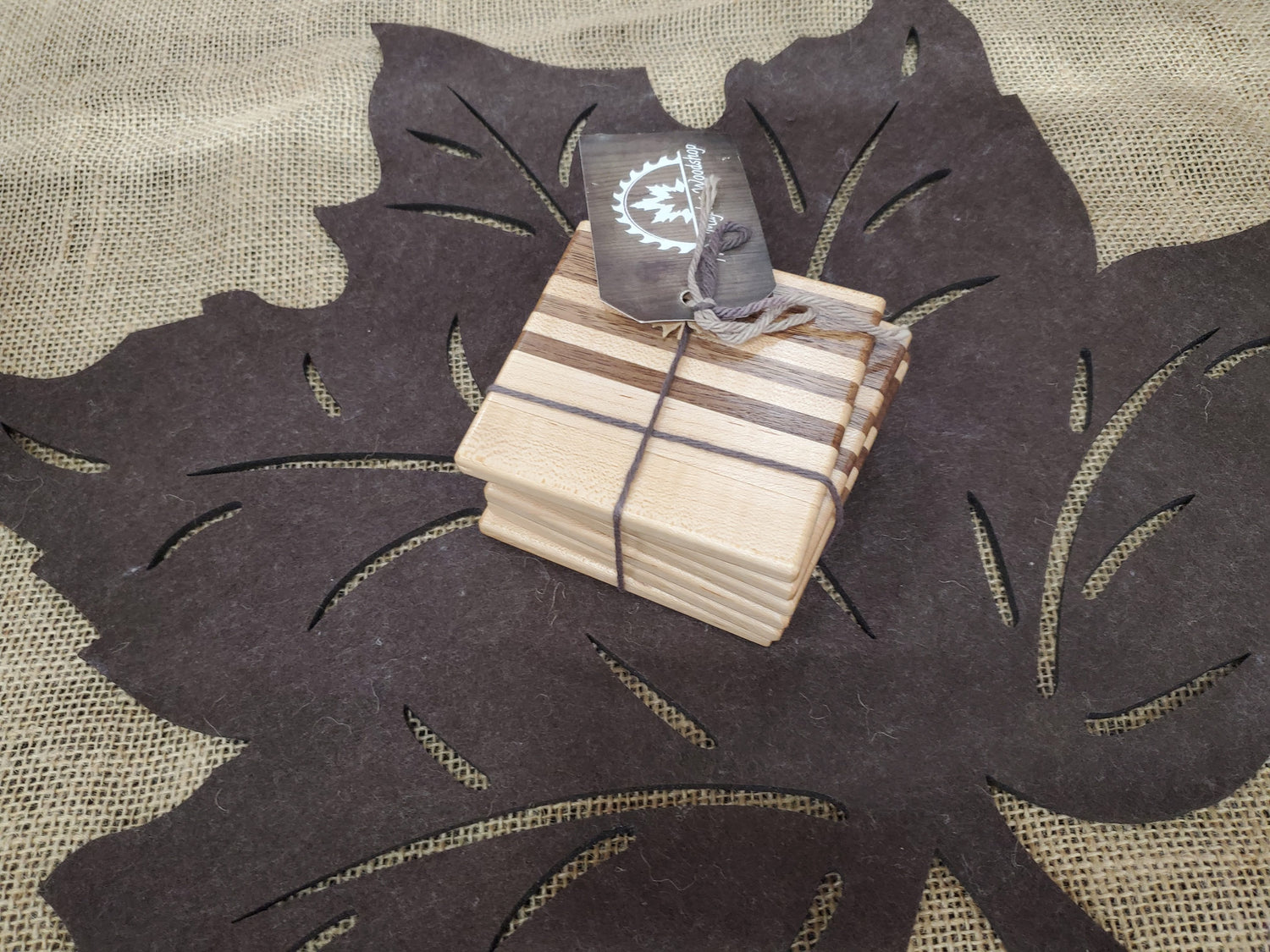 6pc Coaster Set- Maple, Walnut image 0
