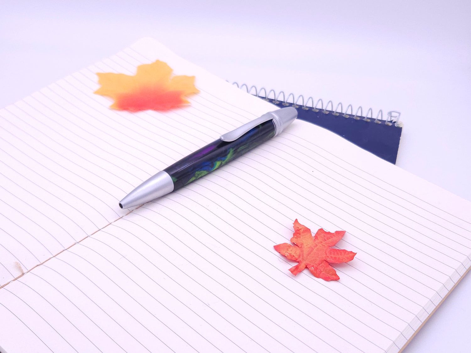 Polaris Satin Nickel Ballpoint Pen | Northern Lights DiamondCast Resin