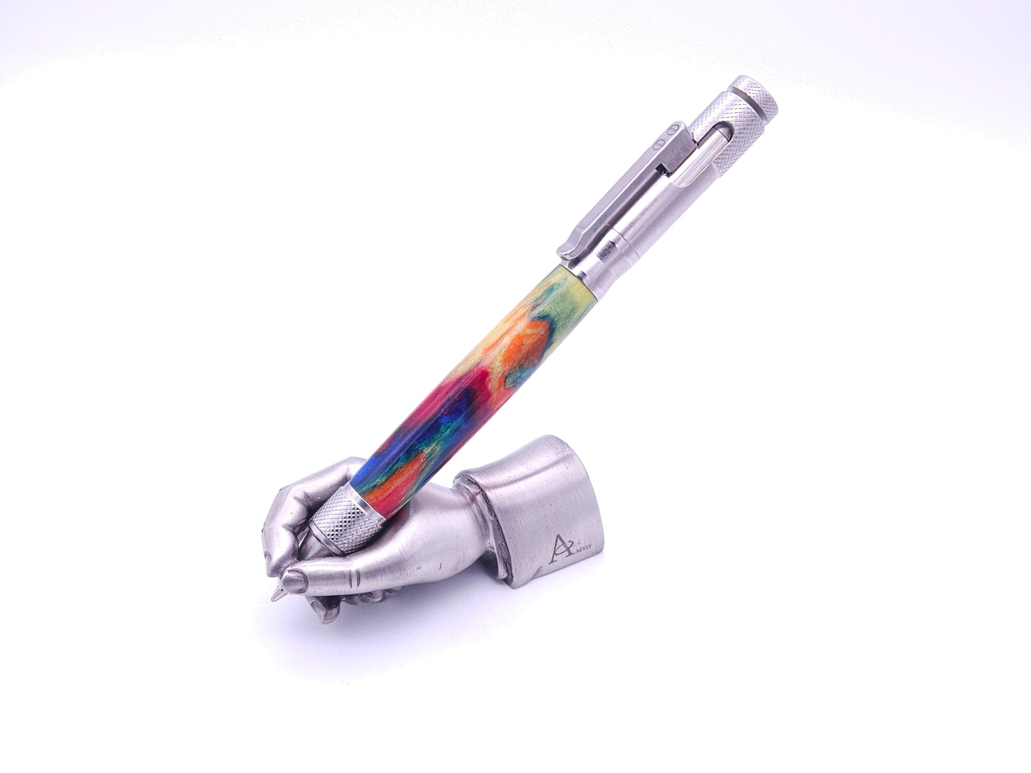 Clip Bolt Action Ballpoint Pen | Oil Slick DiamondCast Resin