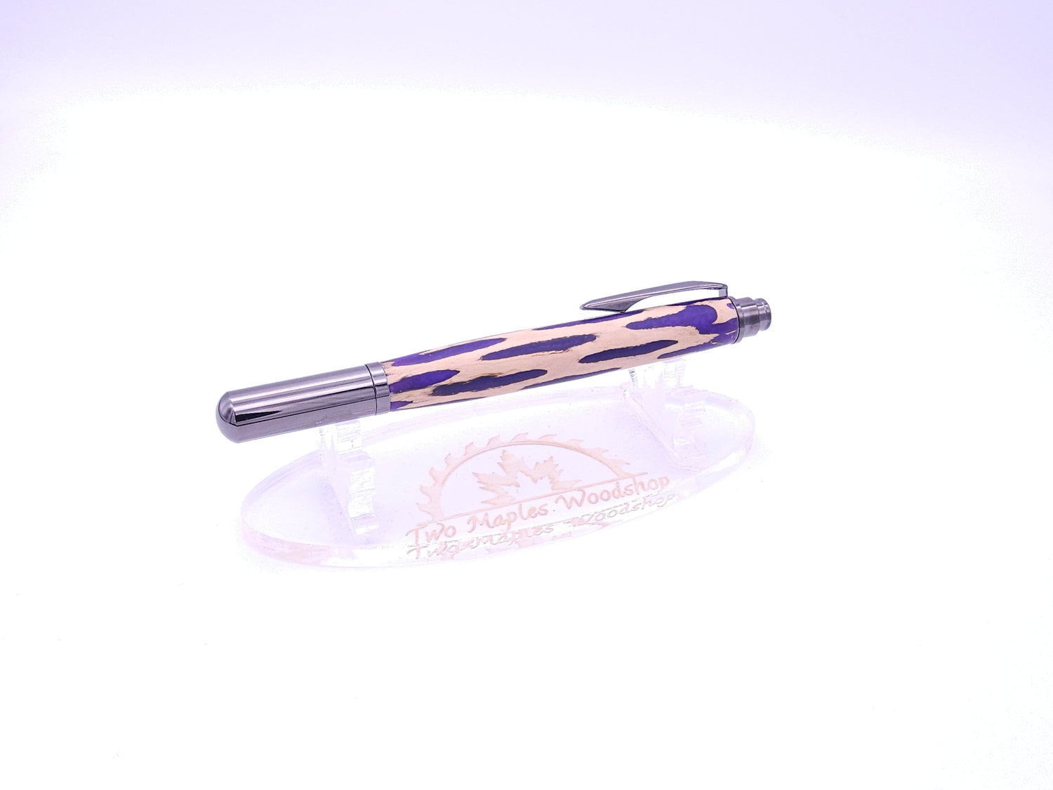 Rollester Gun Metal Rollerball Pen | Hybrid Cholla Cactus in Purple Resin