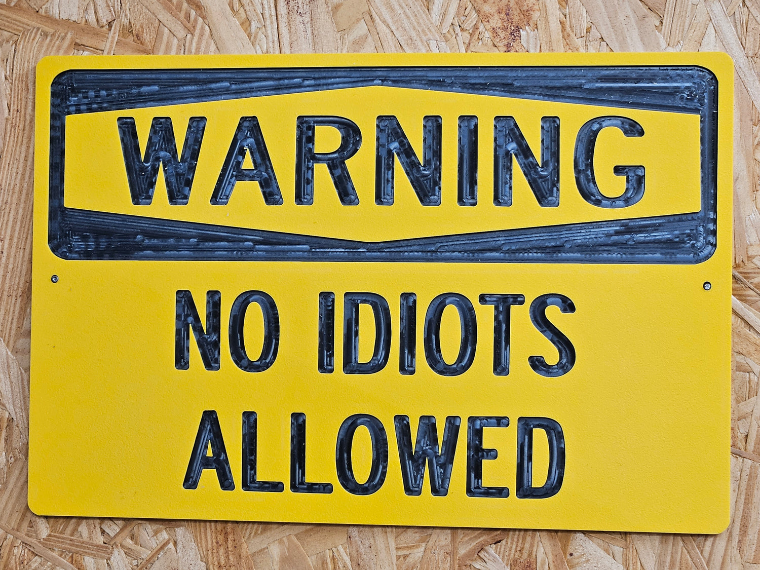 Warning Sign- No Idiots Allowed