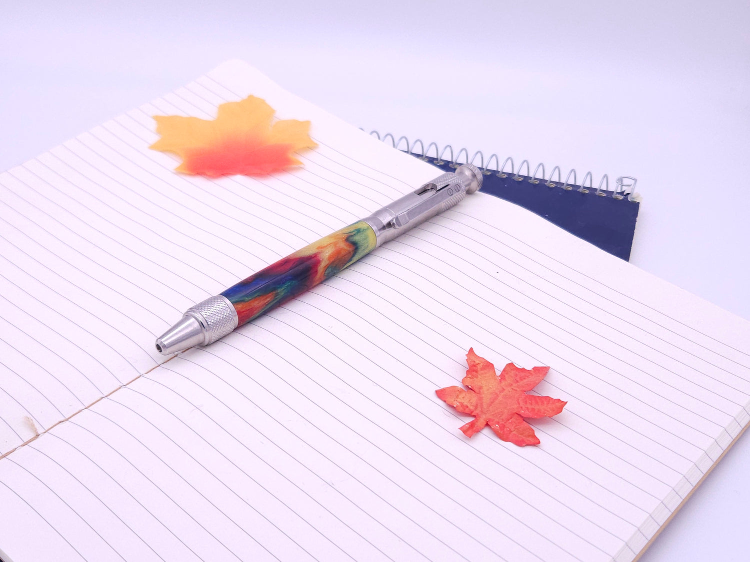 Clip Bolt Action Ballpoint Pen | Oil Slick DiamondCast Resin